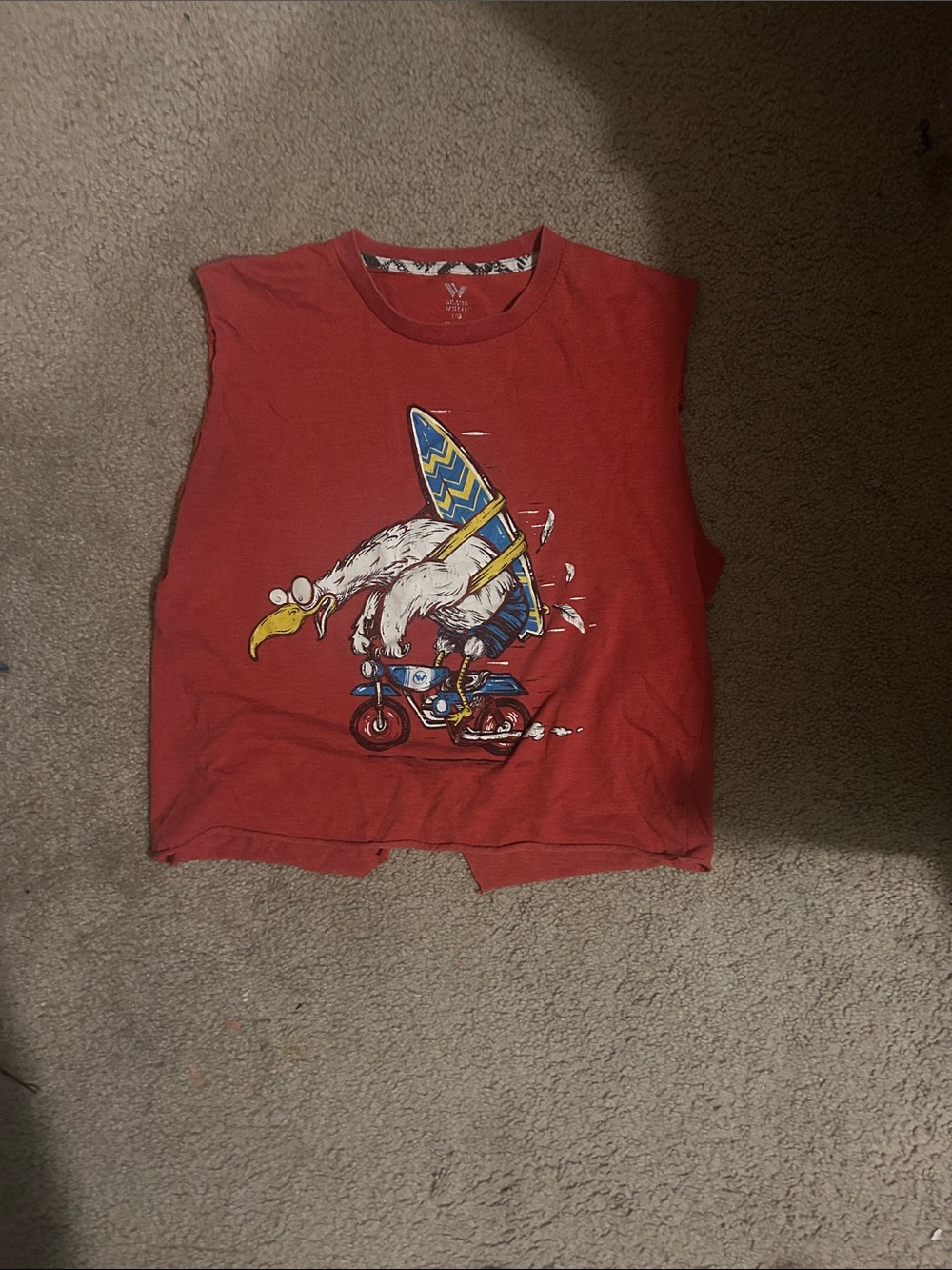 Shaun White Red Tank Top with Surfing Bird Graphic